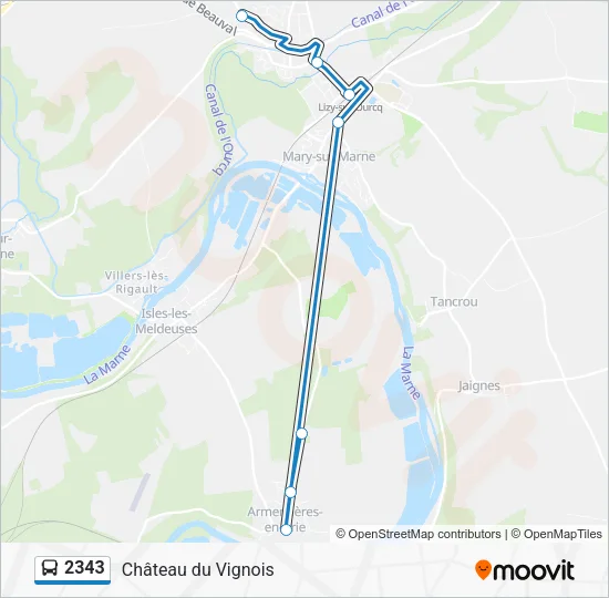 Plan de la ligne 2343 de bus