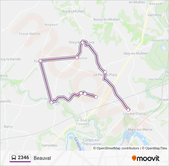 Plan de la ligne 2346 de bus