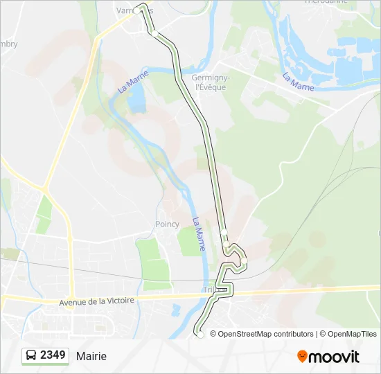 Plan de la ligne 2349 de bus