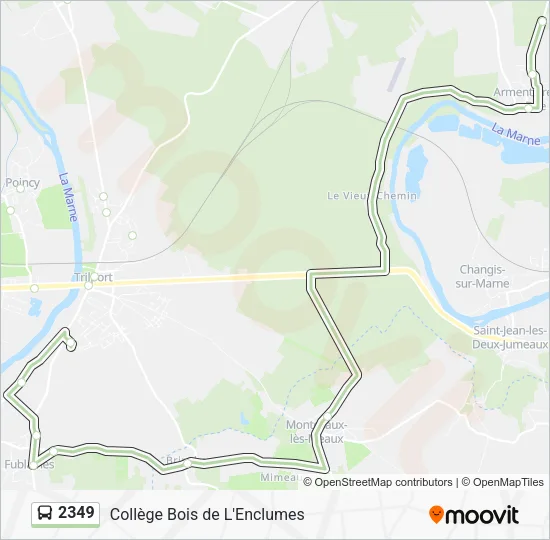 Plan de la ligne 2349 de bus