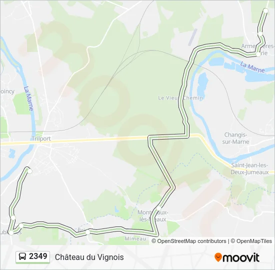 Plan de la ligne 2349 de bus