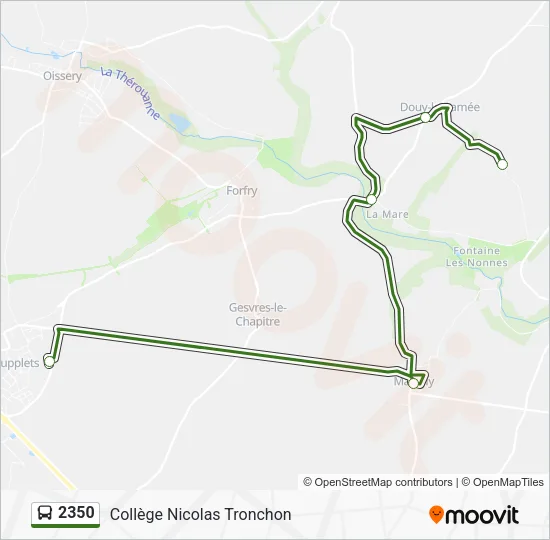 Plan de la ligne 2350 de bus