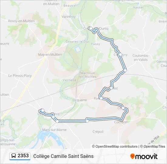 Plan de la ligne 2353 de bus