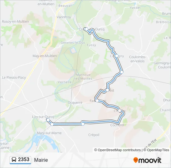 Plan de la ligne 2353 de bus