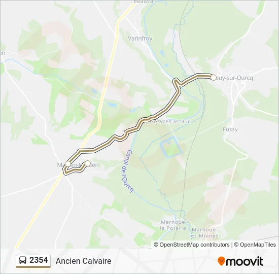 Plan de la ligne 2354 de bus