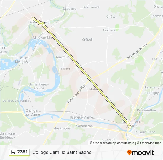 Plan de la ligne 2361 de bus