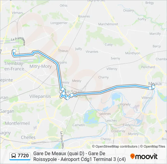Plan de la ligne 7720 de bus