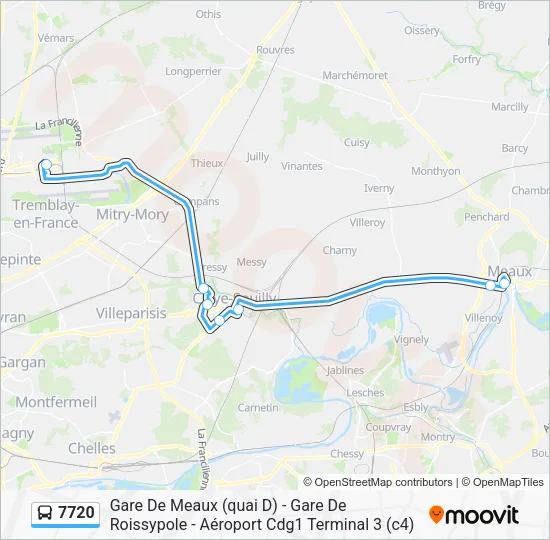 Plan de la ligne 7720 de bus