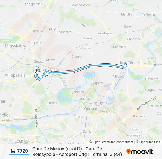 Plan de la ligne 7720 de bus
