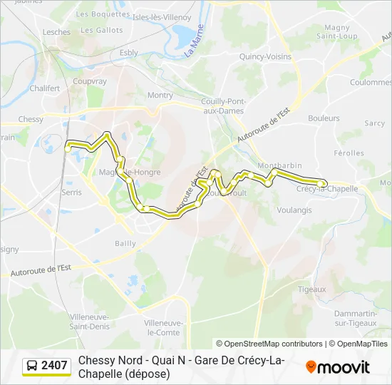 Plan de la ligne 2407 de bus