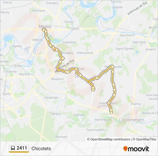 Plan de la ligne 2411 de bus