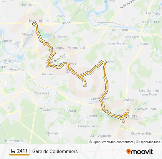 Plan de la ligne 2411 de bus