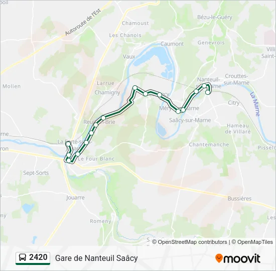 Plan de la ligne 2420 de bus