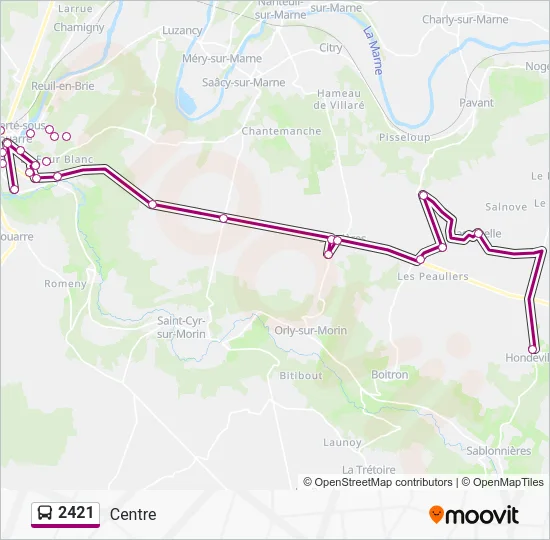 Plan de la ligne 2421 de bus