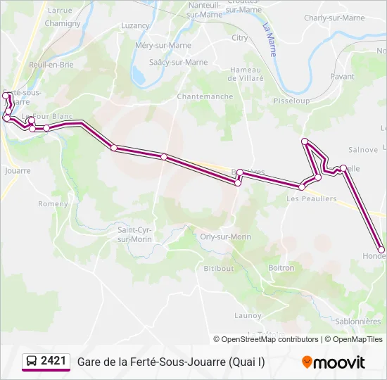 Plan de la ligne 2421 de bus