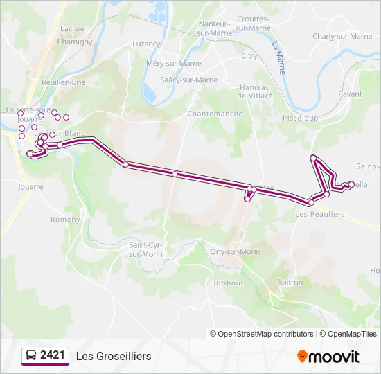Plan de la ligne 2421 de bus