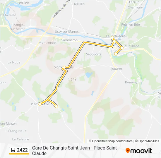 Plan de la ligne 2422 de bus