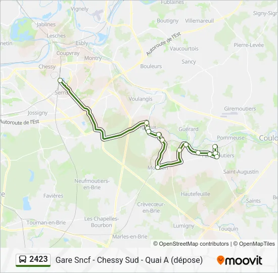 Plan de la ligne 2423 de bus