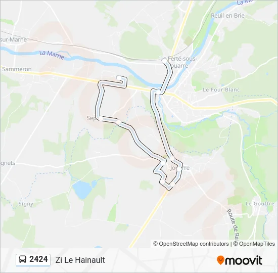Plan de la ligne 2424 de bus