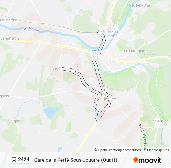 Plan de la ligne 2424 de bus