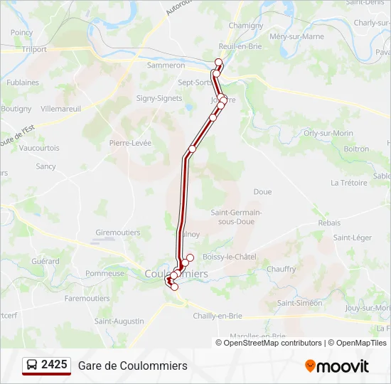 Plan de la ligne 2425 de bus