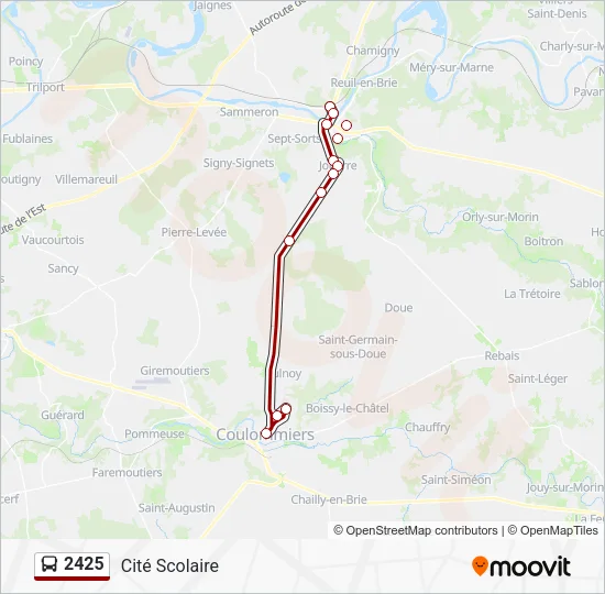 Plan de la ligne 2425 de bus