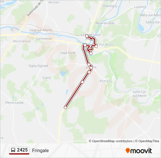 Plan de la ligne 2425 de bus