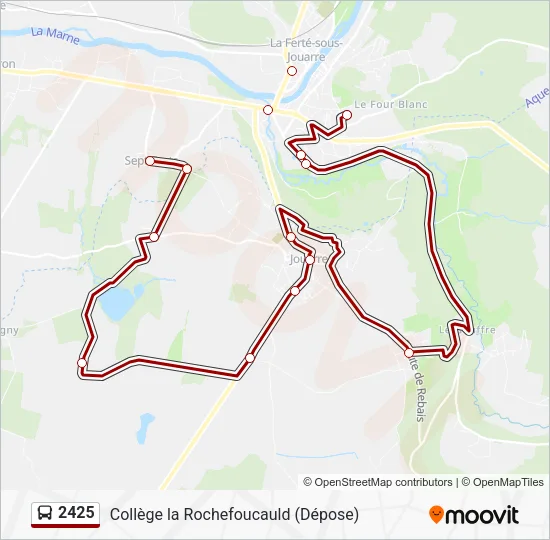 Plan de la ligne 2425 de bus