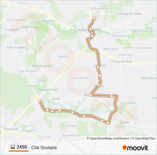 Plan de la ligne 2450 de bus