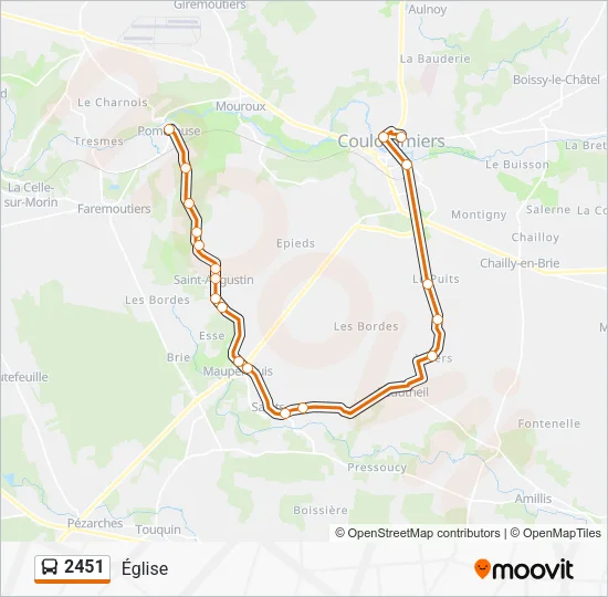 Plan de la ligne 2451 de bus