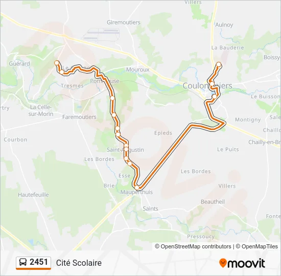 Plan de la ligne 2451 de bus