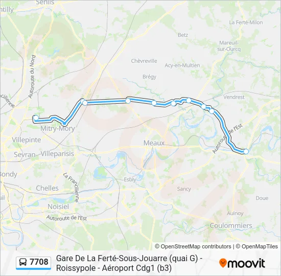 Plan de la ligne 7708 de bus