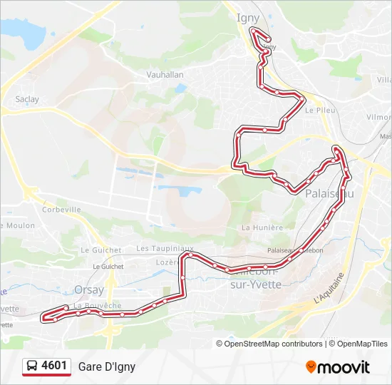 Plan de la ligne 4601 de bus