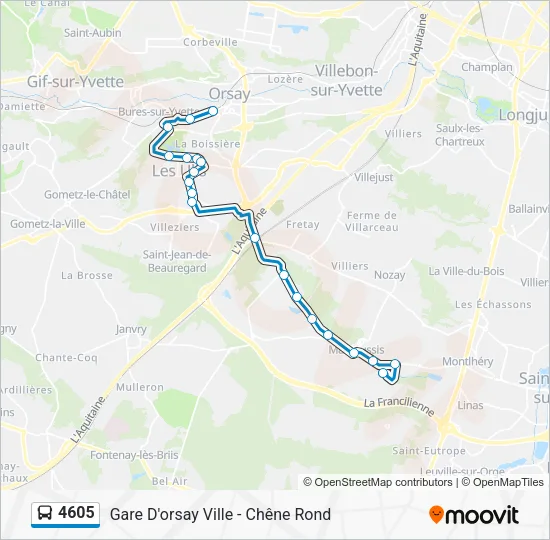 Plan de la ligne 4605 de bus