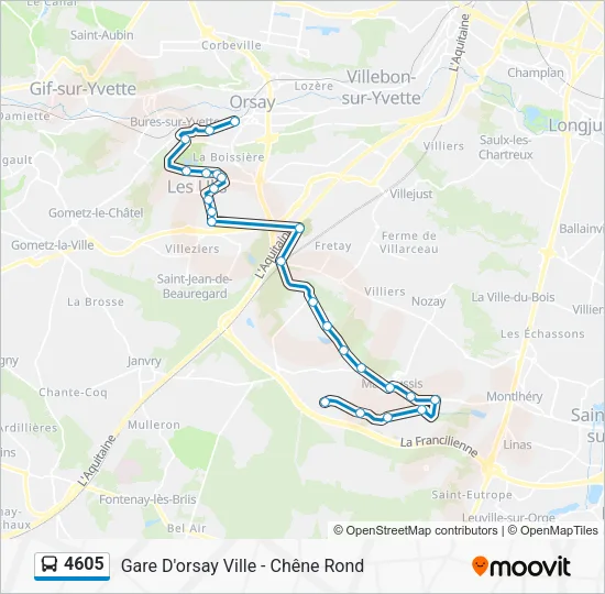 Plan de la ligne 4605 de bus