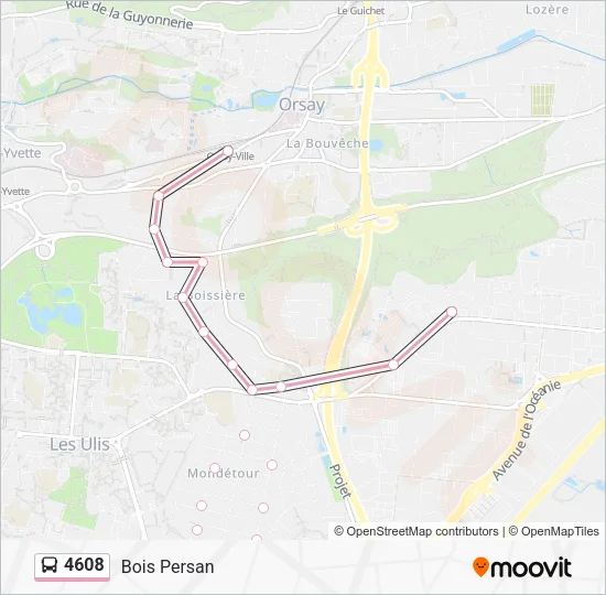 Plan de la ligne 4608 de bus