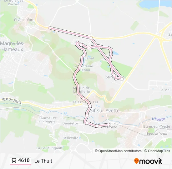 Plan de la ligne 4610 de bus