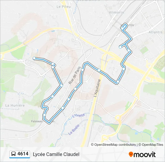 Plan de la ligne 4614 de bus