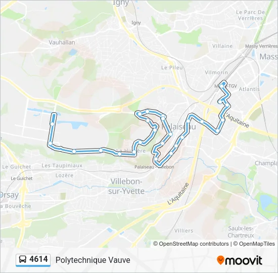 Plan de la ligne 4614 de bus