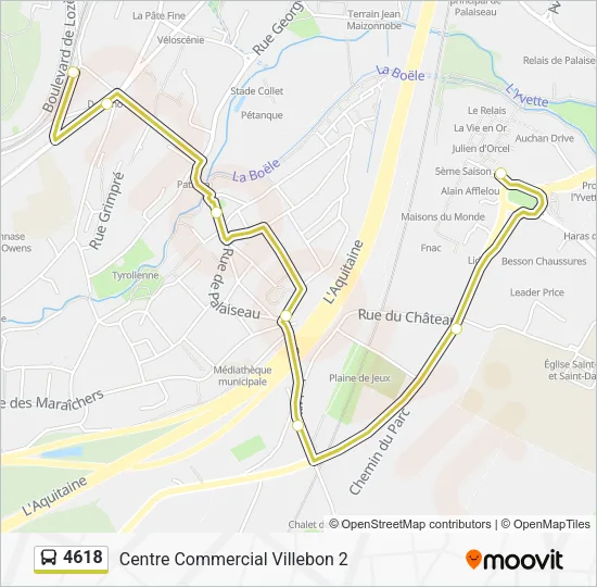 Plan de la ligne 4618 de bus