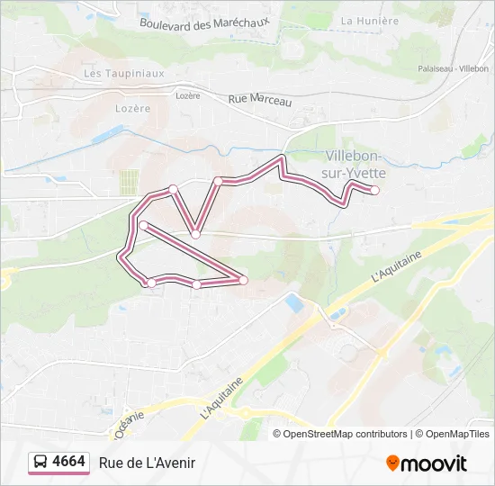 Plan de la ligne 4664 de bus