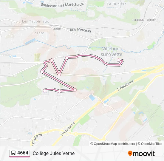 Plan de la ligne 4664 de bus
