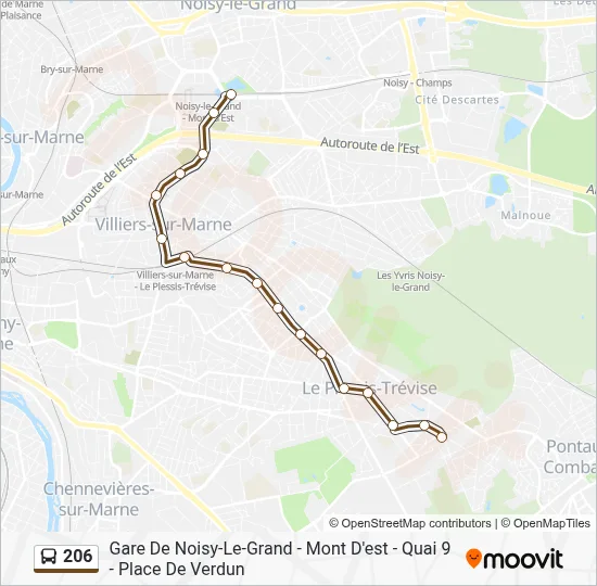 206 Itinéraire: Horaires, Arrêts & Plan - Place de Verdun (mis à jour)