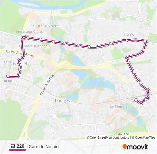 220 Route: Schedules, Stops & Maps - Gare de Noisiel (Updated)