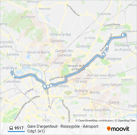 9517 Route: Schedules, Stops & Maps - Roissypôle (Updated)