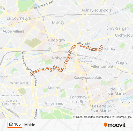 105 Bus Line Map