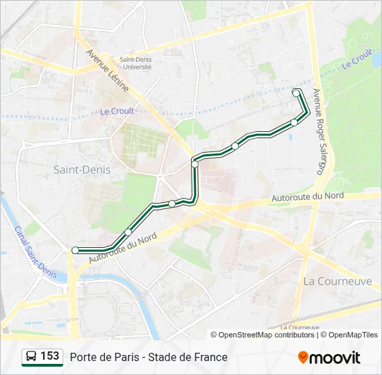 153 Itinéraire: Horaires, Arrêts & Plan - Porte de Paris - Stade de ...