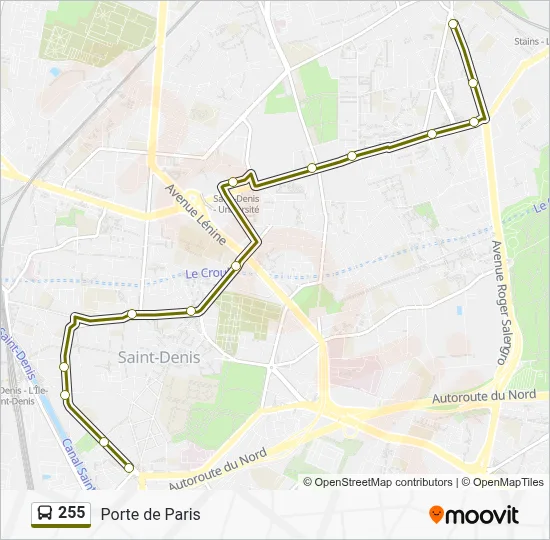 255 Itinéraire: Horaires, Arrêts & Plan - Porte de Paris (mis à jour)
