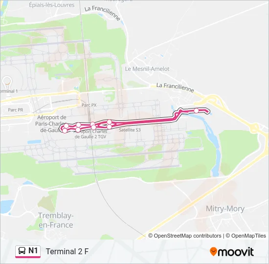 N1 Bus Line Map
