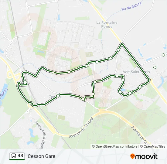 43 Bus Line Map